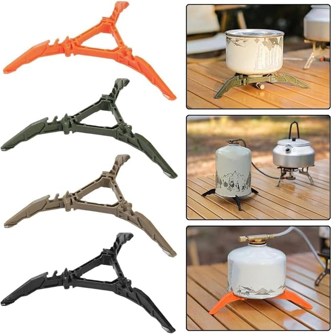 Orange Fuel Can Stabilizer for Camping Stoves,Mini Foldable Outdoor Camping Hiking Cooking Gas Tank Stove Stand,Stoves and Grills，Foldable Cartridge Canister Tripod Bracket for Hiking Camping Outdoor