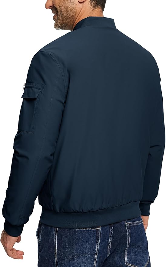 TBMPOY Men's Fall Jacket Winter Windbreaker Bomber Zip Up Padded Softshell Warm Windproof Casual Coat