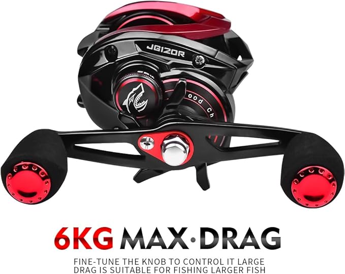 YACUYU Fishing Reels Baitcaster Reel - 7.3:1 Gear Ratio Magnetic Braking System Carbon Fiber Drag Low Profile 6+1 Ball Bearings Fish Casting Baitcasting Fishing Reel