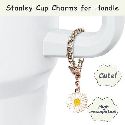 Stanley Cup Accessories Set,Including 2 Pcs 0.4in Straw Cover, 1 Silicone Spill-Proof Stopper Set of 3, 1 Cute Flower Handle Charm, 1 Silicone Boot Fits Stanley 40&30 Oz Tumbler (Cream)