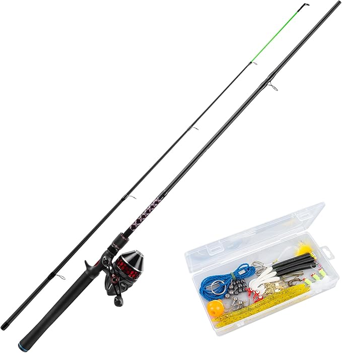 KastKing Brutus Fishing Rod and Reel Combo, Spinning & SpinCast Combo, Custom Tackle Kit, Pre-Spooled Line, Brute Tuff 2Pc Blanks, Stainless Steel Guide, EVA Handles, Custom Graphite Reel Seat