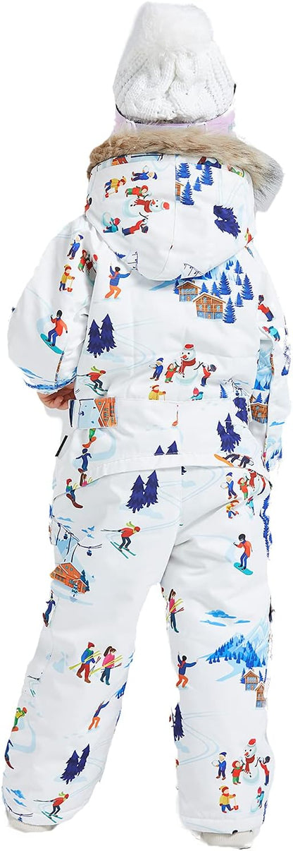 Kids Girls Boys Waterproof Colorful One Piece Snowsuits Coveralls Ski Suits Jackets Winter Jumpsuits