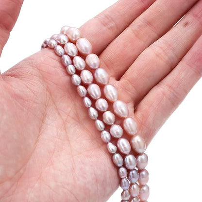 Natural Pearl Beads Rice 6-7mm Purple Freshwater Cultured Loose Gemstone Beads for DIY Jewelry Making 13.8''/Strand