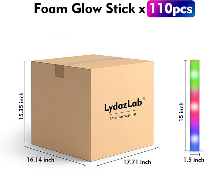 Halloween Foam Glow Sticks Party Favors, 110PCS LED Glow in the Dark Supplies, Halloween Wedding Glow Stick Bulk with 3 Modes Flashing, Light Up Foam Sticks for Christmas Dance Birthday Carnival Rave