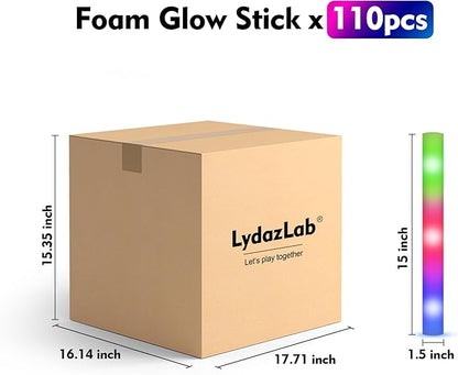 Halloween Foam Glow Sticks Party Favors, 110PCS LED Glow in the Dark Supplies, Halloween Wedding Glow Stick Bulk with 3 Modes Flashing, Light Up Foam Sticks for Christmas Dance Birthday Carnival Rave