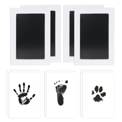 4-Pack Inkless Hand and Footprint Kit, Baby Footprint Kits, Clean Touch Baby Handprints and Footprints Kits,No Mess Ink Pad for Baby Hand and Footprints,Dog Paw Print Kit (Black)