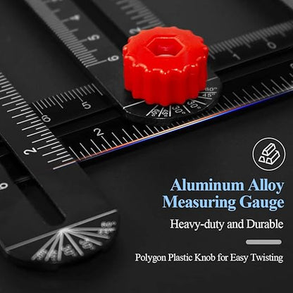 16 Sided Multi Angle Measuring Ruler, Heavy-Duty Angle Finder Tool with Opening Locator, Aluminum Alloy Multi Angle Measuring Tool for Tiling, Roofing, Woodworking, DIY