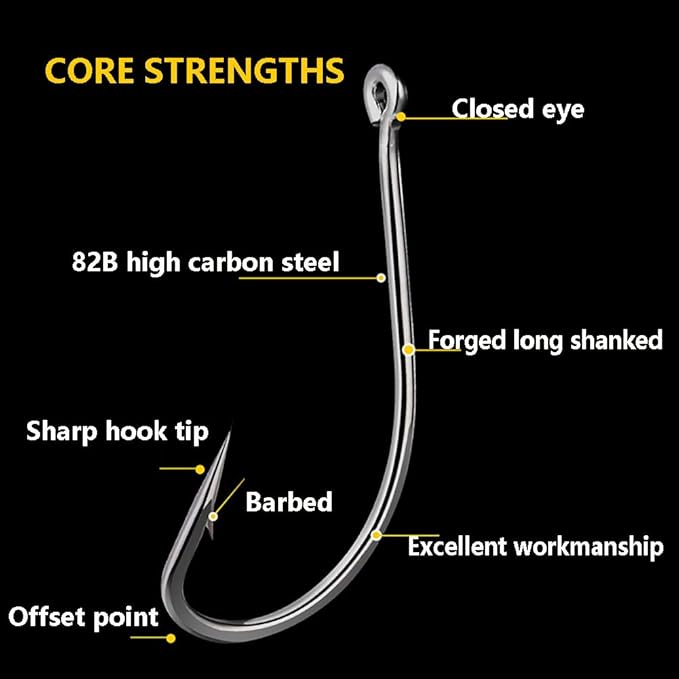 Dyxssm 150pcs/lot Forged Long Shanked Fishing Hooks Stainless Steel Fishing Hook for Saltwater Freshwater, Circle Octopus Fishing Hooks