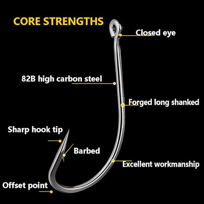 Dyxssm 150pcs/lot Forged Long Shanked Fishing Hooks Stainless Steel Fishing Hook for Saltwater Freshwater, Circle Octopus Fishing Hooks