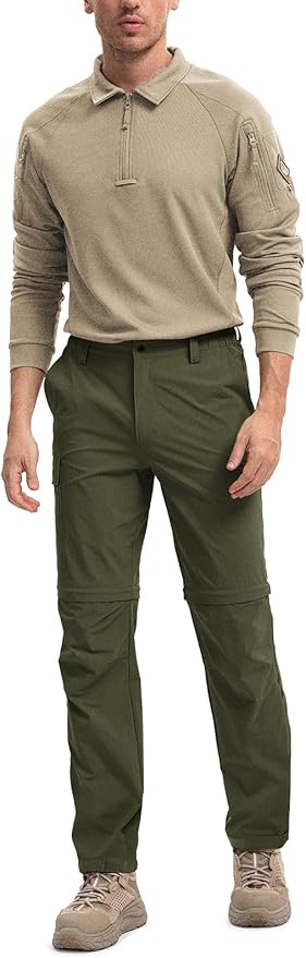 Moosehill Men's-Hiking-Pants Convertible Quick-Dry Water-Resistant Lightweight Zip-Off Outdoor with 5 Deep Pockets