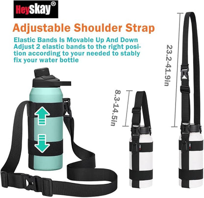 HEYSKAY Water Bottle Holder With Handle and Adjustable Shoulder Strap, Sling With Carabiner for 12oz-40oz Hydro Flask, Sports, Gym, Hiking, Camping, Walking
