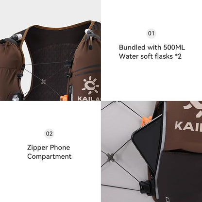 KAILAS FUGA AIR 8 Ⅳ Running Hydration Vest Hydration Pack Lightweight with Two TPU Water Bladders for Women Men Trail Cycling Hiking