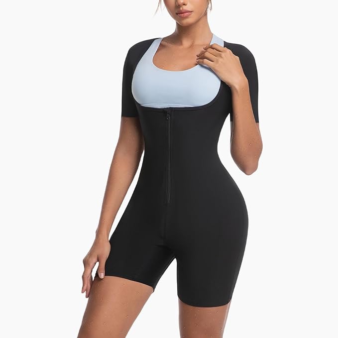 Sauna Suit for Women Weight Loss Sweat Waist Trainer Shaper Full Body Compression Shirt Slimming Workout Sweat Suit