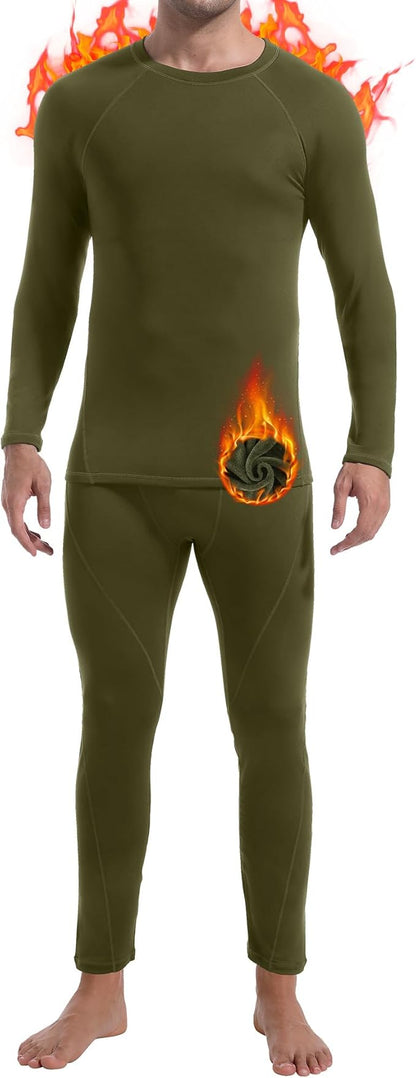CL convallaria Thermal Underwear for Men Long Johns Fleece Lined Hunting Gear Set Base Layer for Cold Weather XS-4XL