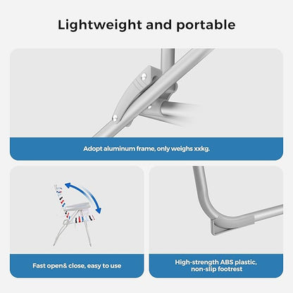 SUNNYFEEL Portable Beach Chair, Folding Low Back Beach Chair, Lightweight Camp Chair with Reclining Position, Backpack Lounger for Beach, Camping, Lawn, Outdoor, Red Blue White Striped