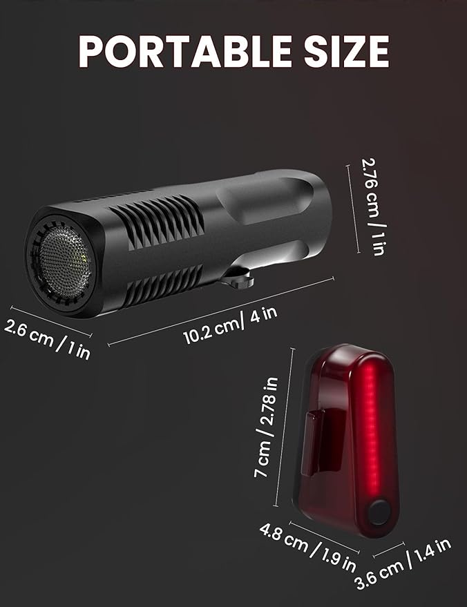 Bike Lights Front and Back Set, 8+5 Modes USB-C Rechargeable Bicycle Headlight and Tail Light, IP64 Waterproof LED Safety Lights for Night Riding, Road & Mountain Cycling Accessories, Easy to Install