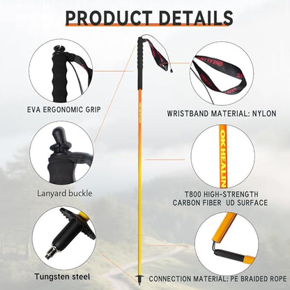 High Strength 5-Section Foldable Carbon Fiber Trekking Poles - 115g/125g/130g, Compact Hiking Staff for Men & Women, Ideal for Hiking, Trekking, Mountaineering & Backpacking