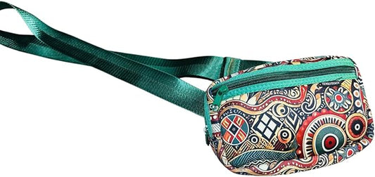 Yewande&co Neoprene Fanny Pack Belt Bag – Lightweight Waterproof Waist Bag with Adjustable Strap, 3 Zippered Pockets, Crossbody Belt Bag for Travel, African Design Crossbody Bags (Circus)