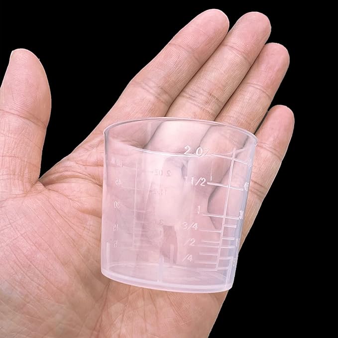 30 Pcs Plastic Graduated Cups, 60ml/2oz Clear Scale Cups with 50 Pcs Wooden Stirring Sticks for Epoxy, Resin, Stain, Mixing Paint