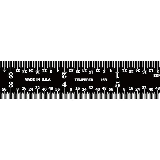 PEC Tools 6-inch Stainless Steel Rigid Ruler, 0.035" Thick X 3/4" Wide, High Contrast, 1/32", 1/64", 1/50", 1/100" High-Precision Ruler, Made in USA