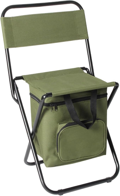 LEADALLWAY Fishing Chair with Cooler Bag Compact Fishing Stool Foldable Camping Chair