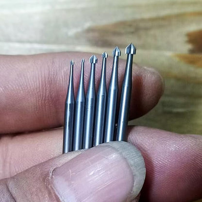 𝐋𝐮𝐨 𝐤𝐞 6 Pcs Cylinder - Cone Shape Jewelry Making Burr - 3/32'' Shank Stone Setting Burs Jewelry Engraving Bits for Lapidary 008-023