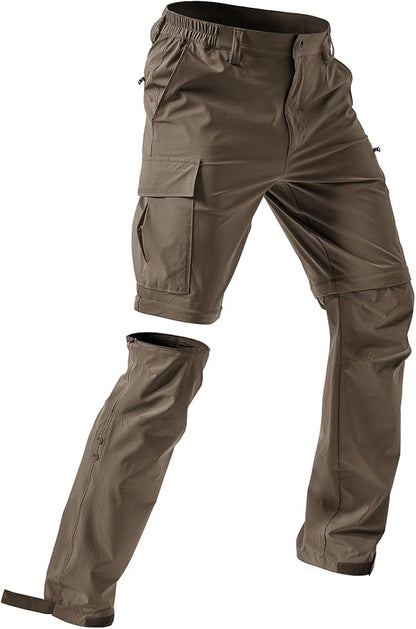 Moosehill Men's-Hiking-Pants Convertible Quick-Dry Water-Resistant Lightweight Zip-Off Outdoor with 5 Deep Pockets