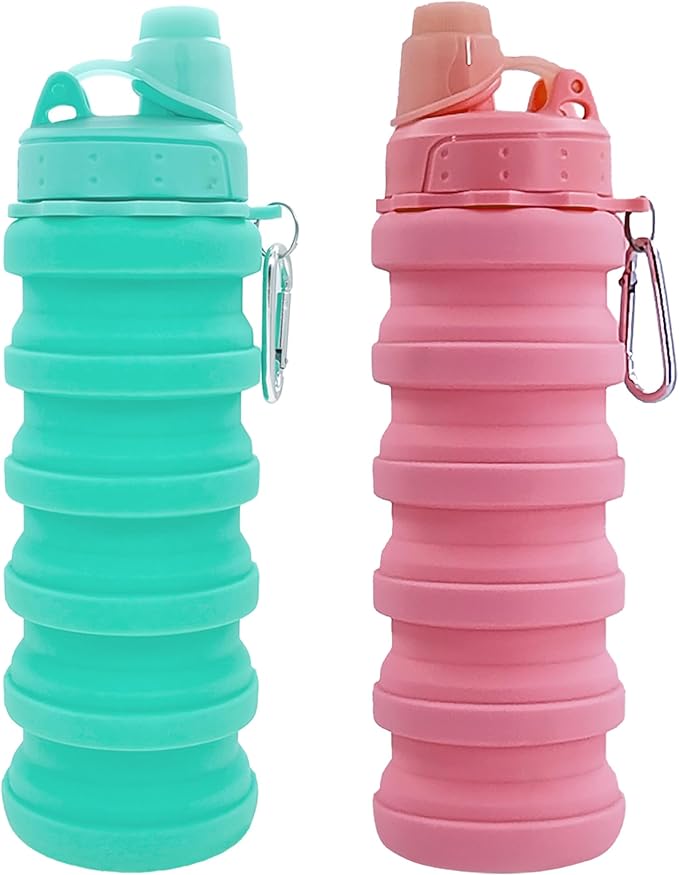 Collapsible Water Bottles Travel water bottle Sports Portable Sport Water Bottle Reusable Water Bottles comes with mountaineering Buckle 500ml silicone Water-proof camping water bottle