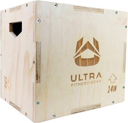 Ultra Fitness Gear Wooden Plyo Box, 31 Plyometric Jump Training Squat, Step Up, Jumps & More Workout Size S, M, L, XL
