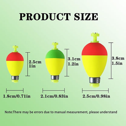 Fishing Bobbers Floats,10 Packs Weighted Bobbers for Fishing Foam Snap-on Fishing Floats Ball Oval Fishing Corks Bluegill Crappie Panfish Bass Trout