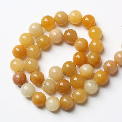 8MM 45PCS Natural Stone Yellow Jade Loose Beads for Jewelry Making DIY Bracelet 1 Strand
