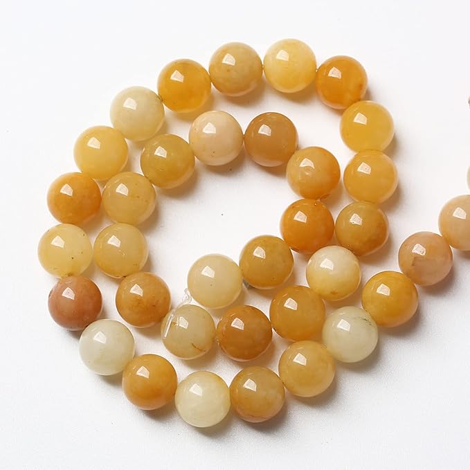 6MM 60PCS Natural Stone Yellow Jade Loose Beads for Jewelry Making DIY Bracelet 1 Strand
