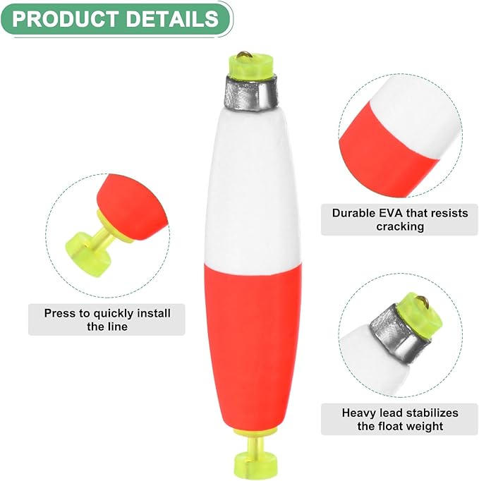 Fishing Bobbers Floats, EVA Foam Weighted Bobbers for Crappie/Bluegill/Trout Bass/Catfish, Clip-on Floats Slip Corks