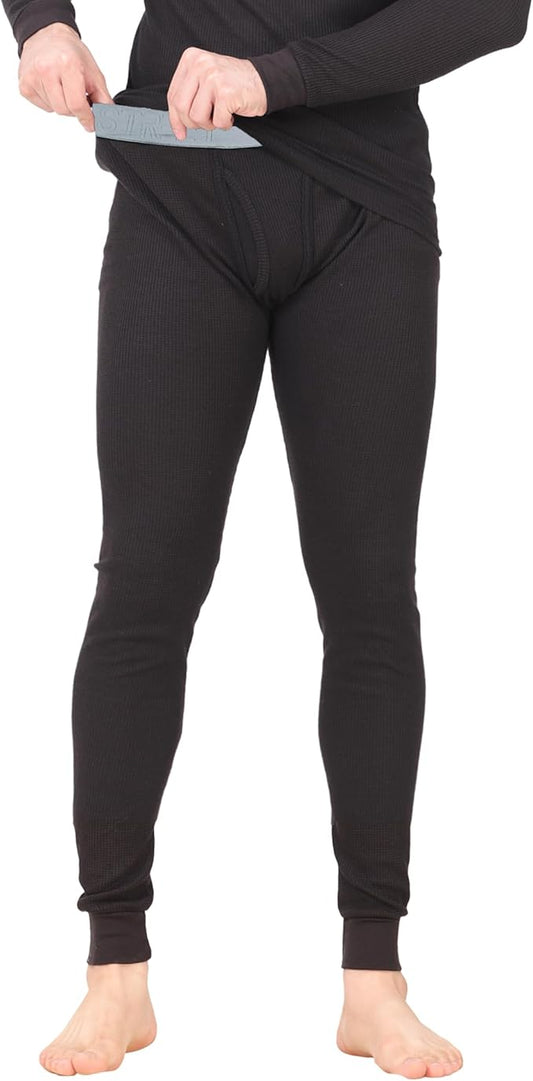 Thermal Underwear Pants for Men Long Johns Cotton Blend Base Layer Waffle Knit Bottoms Classic Cold Weather