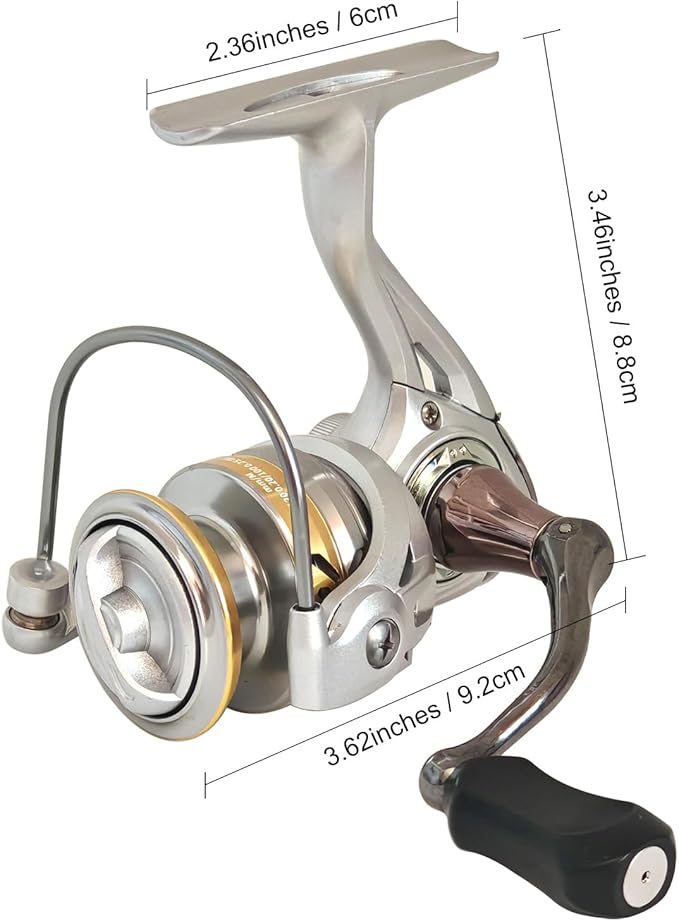 Compact Small Spinning Reels, 5.2:1 Gear Ratio, Ultra Smooth Powerful, CNC Aluminum Spool, 12+1 BB Light Weight for Ice, and Freshwater All Season Fishing