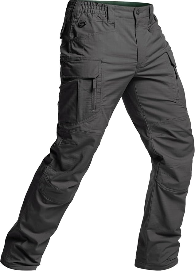 CQR Men's Flex Stretch Tactical Pants, Water Resistant Ripstop Cargo Pants, Lightweight EDC Outdoor Work Hiking Pants