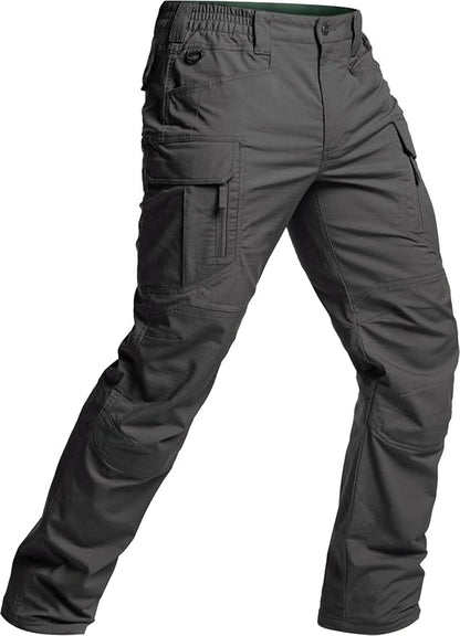 CQR Men's Flex Stretch Tactical Pants, Water Resistant Ripstop Cargo Pants, Lightweight EDC Outdoor Work Hiking Pants
