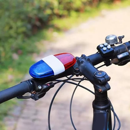 Bike Bell with 6 Police LED Lights 4 Loud Sound Horn Bell for Cycling No Batteries