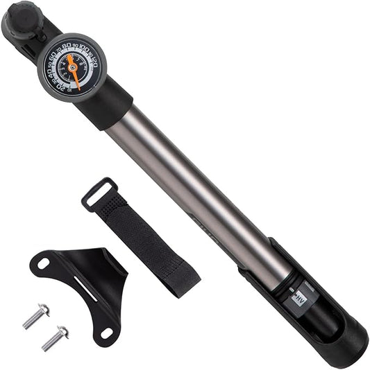GIYO Mini Bike Pump with Gauge 2 Stage HP/HV 120 PSI Schrader & Presta Bike Tire Pump | Easy Inflation for Road & MTB | Frame Mount Included | Taiwan Made (GP-993)