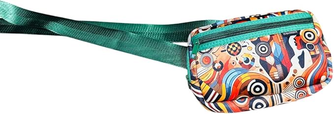 Yewande&co Neoprene Fanny Pack Belt Bag – Lightweight Waterproof Waist Bag with Adjustable Strap, 3 Zippered Pockets, Crossbody Belt Bag for Travel, African Design Crossbody Bags (Jewel)