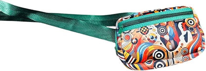 Yewande&co Neoprene Fanny Pack Belt Bag – Lightweight Waterproof Waist Bag with Adjustable Strap, 3 Zippered Pockets, Crossbody Belt Bag for Travel, African Design Crossbody Bags (Jewel)