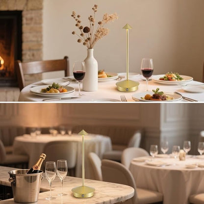 2 Pack Cordless Table Lamp Battery Lamp, Portable LED Desk Lamps,6000mAh Rechargeable Battery Operated Lighting for Bedroom Dining Room Restaurant Patio Shop Camping Night Light (Gold)