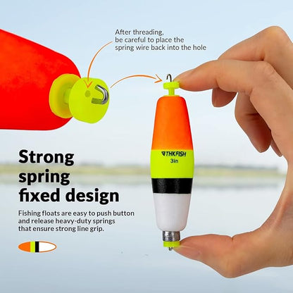 THKFISH Fishing Bobbers 5PCS EVA Foam Round Floats Red/Green Snap-On Spring Fishing Buoy Accessories for Freshwater Saltwater