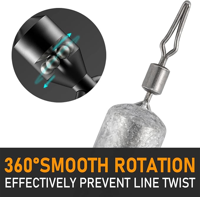 Dr.Fish 50 Pack Fishing Drop Shot Weights Lead Fishing Weights Pencil Skinny Sinkers with Barrel Swivels for Freshwater Bass Fishing