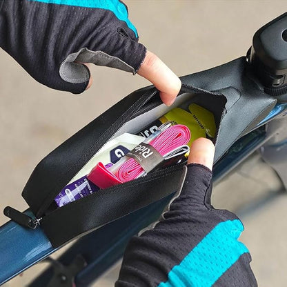 Rhinowalk Bike Frame Bag TPU Waterproof Aero Saddle Bag with Straps and Screws, Hard Shell Bicycle Storage Pack for Road and Racing Bikes-Black