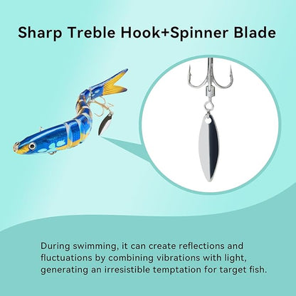 Fishing Lures with Spinner Baits Blades for Topwater, Swimbait for Trout and Bass Slow Sinking, 5pcs Fishing Hard Baits