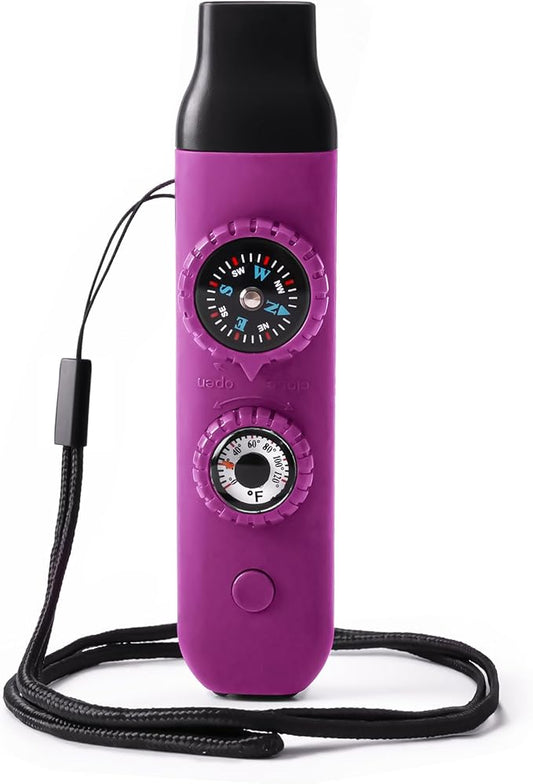 Emergency Survival Safety Whistle，Whistle for Kids with Lanyard,Compass,Thermometer,Ideal for Kayaking, Boating, Hiking, Camping, Climbing