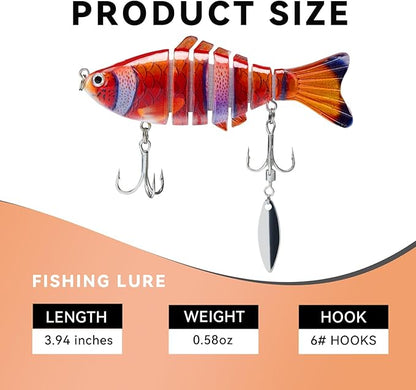 Fishing Lures with Spinner Baits Blades for Topwater, Swimbait for Trout and Bass Slow Sinking, 5pcs Fishing Hard Baits
