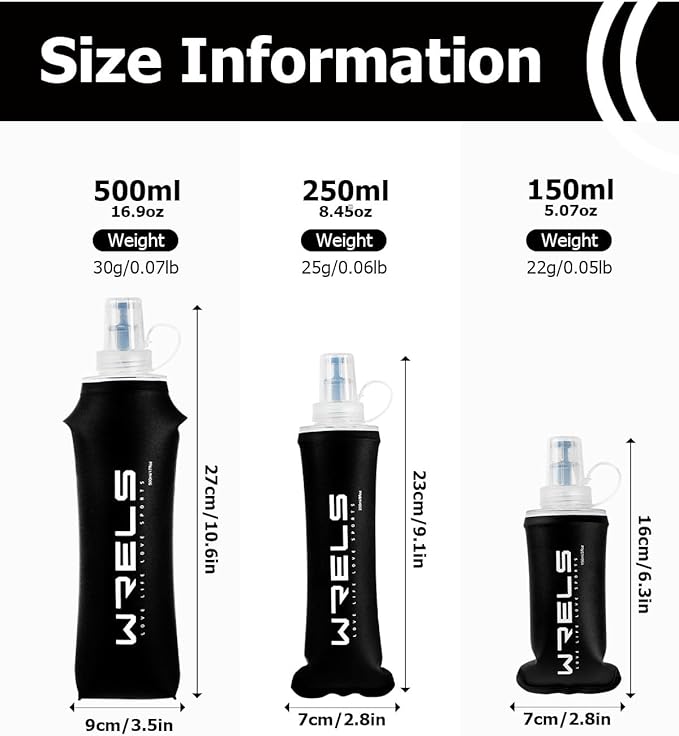 Folding Soft Flask Portable Collapsible Running Lightweight Water Bottle for Outdoor Sports,Travel with Mouthpeice Cover