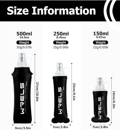 Folding Soft Flask Portable Collapsible Running Lightweight Water Bottle for Outdoor Sports,Travel with Mouthpeice Cover